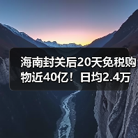 海南封关后20天免税购物近40亿!日均2.4万人消费超1.6亿(图1) 海南封关后20天免税购物近40亿!日均2.4万人消费超1.6亿(图1)