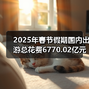 2025年春节假期国内出游总花费6770.02亿元,同比增长7.0%(图4) 2025年春节假期国内出游总花费6770.02亿元,同比增长7.0%(图4)